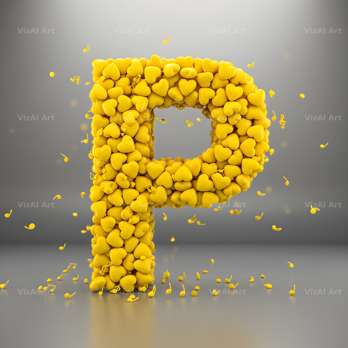 Yellow Blossom Heart alphabet letter P