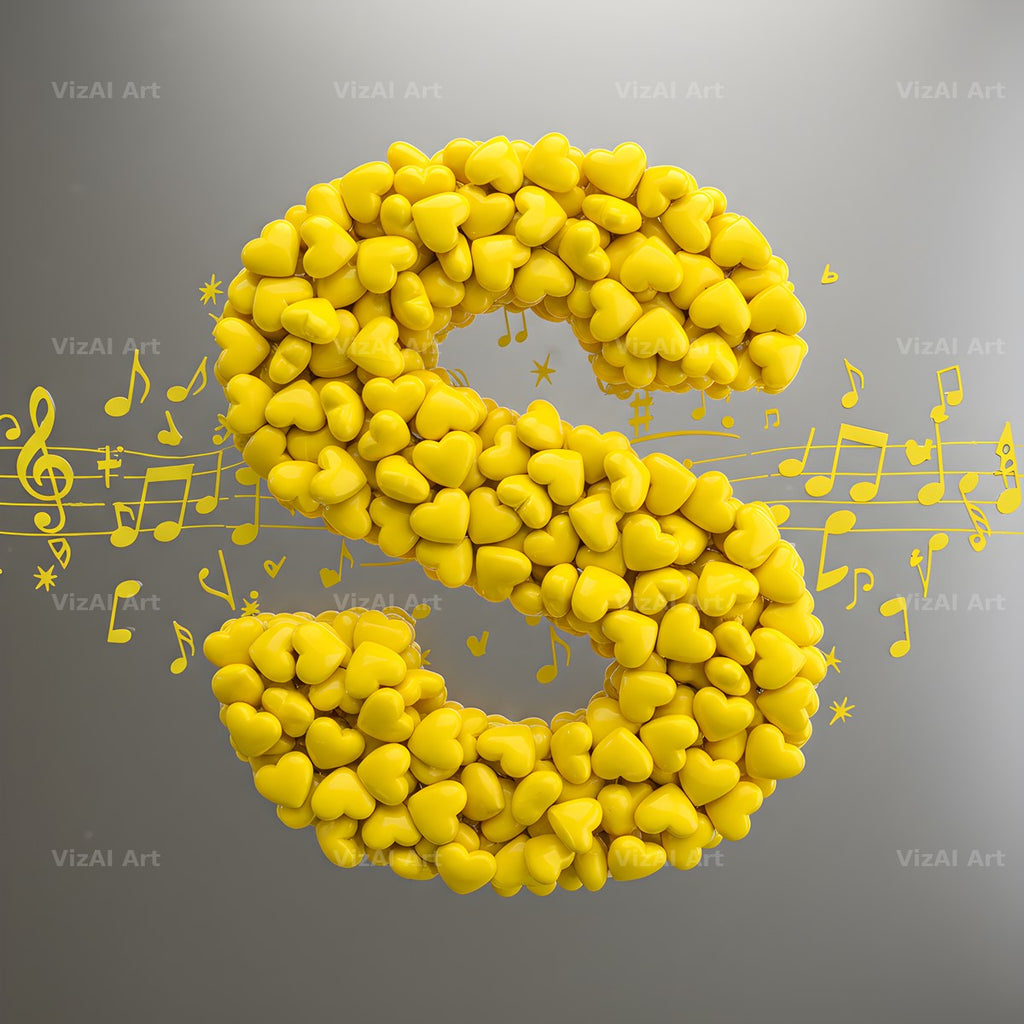 Yellow Blossom Heart alphabet letter S