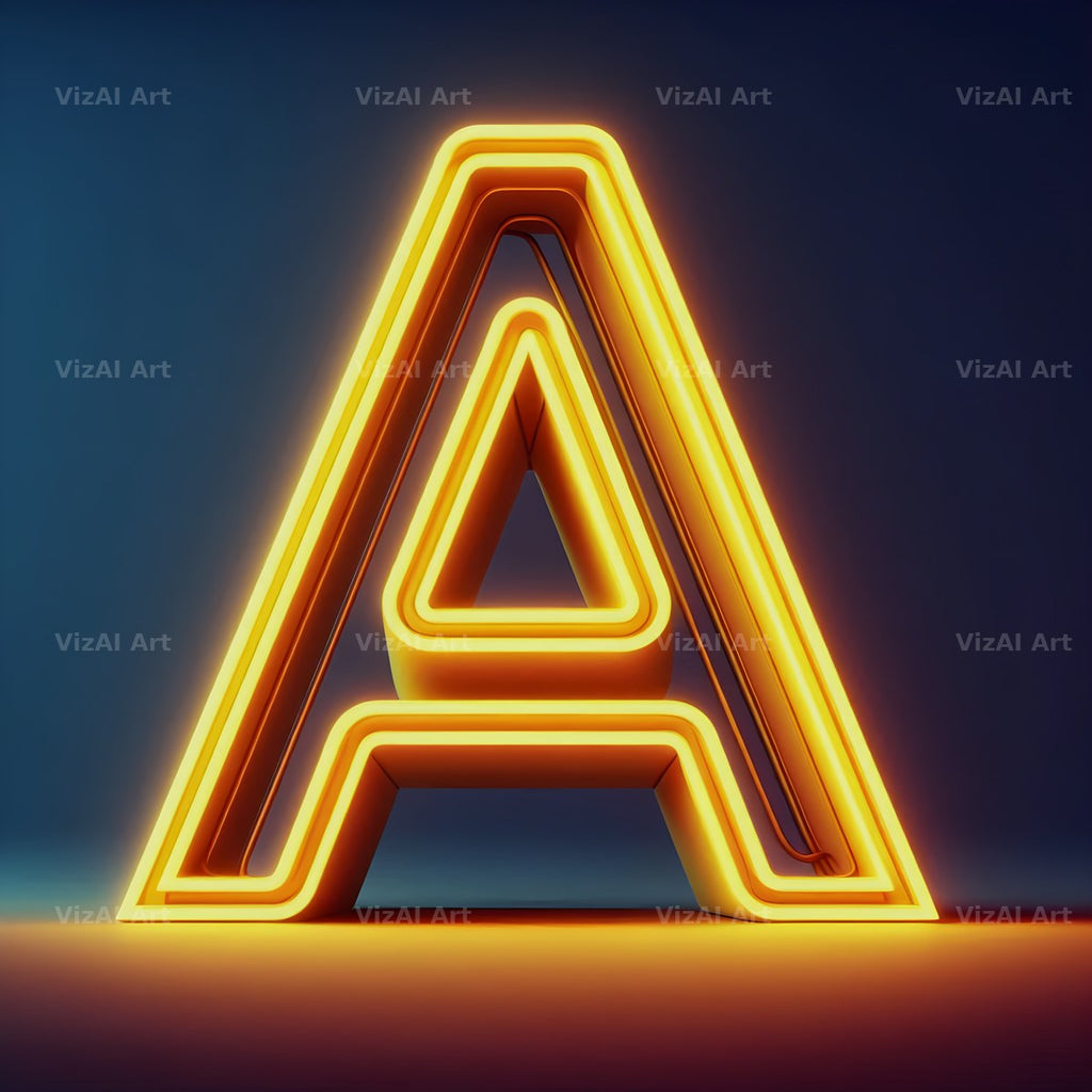 Yellow Neon Sign alphabet letter A