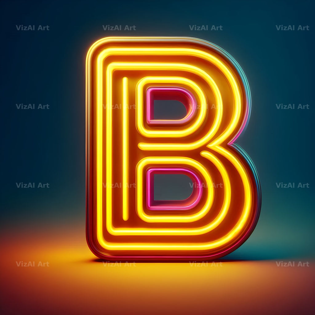 Yellow Neon Sign alphabet letter B