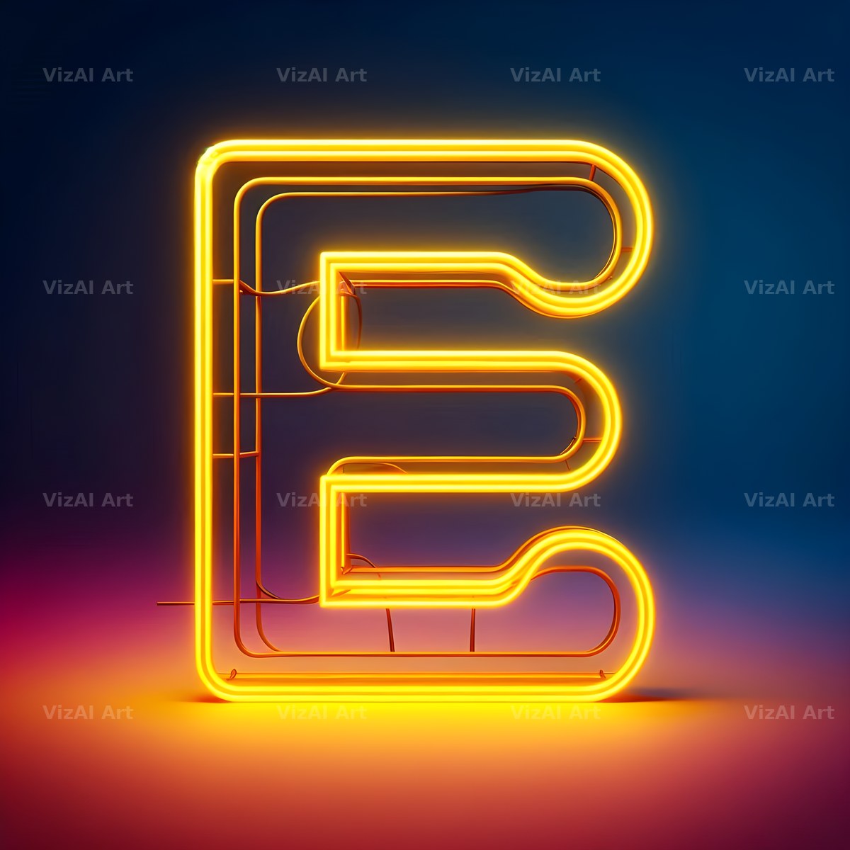Yellow Neon Sign alphabet letter E
