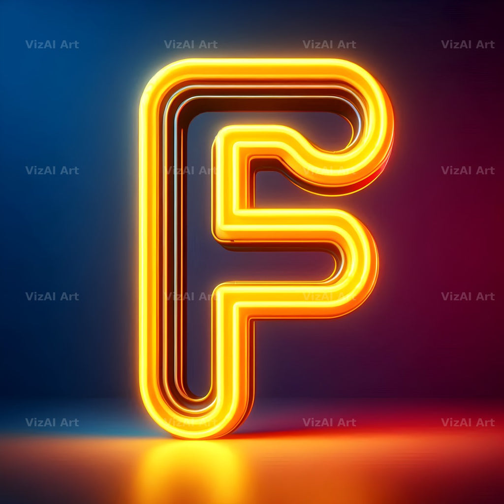 Yellow Neon Sign alphabet letter F