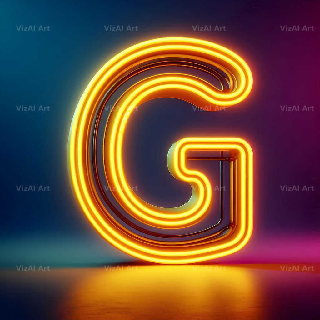 Yellow Neon Sign alphabet letter G