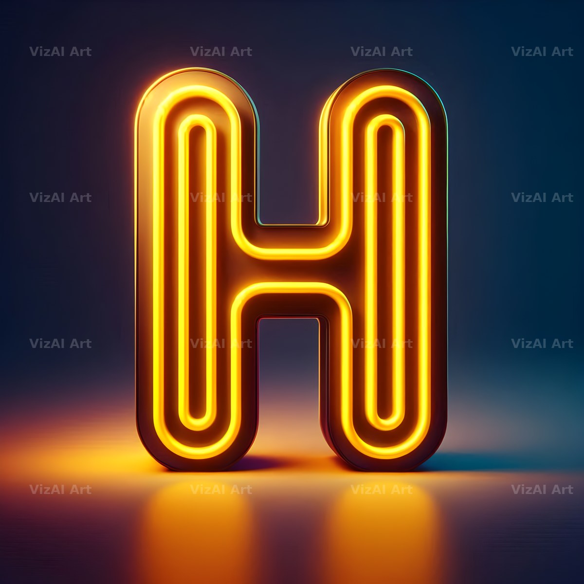 Yellow Neon Sign alphabet letter H