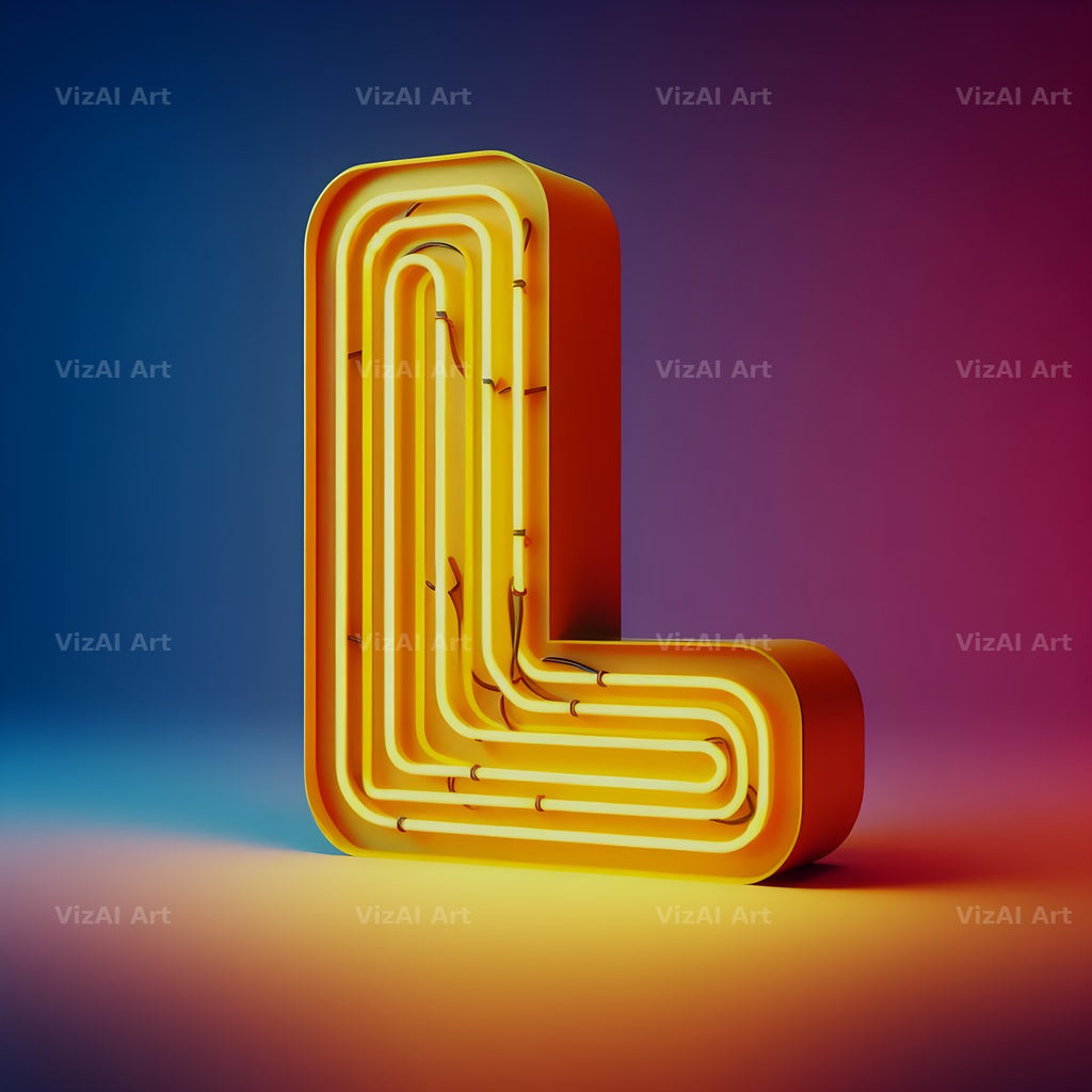 Yellow Neon Sign alphabet letter L