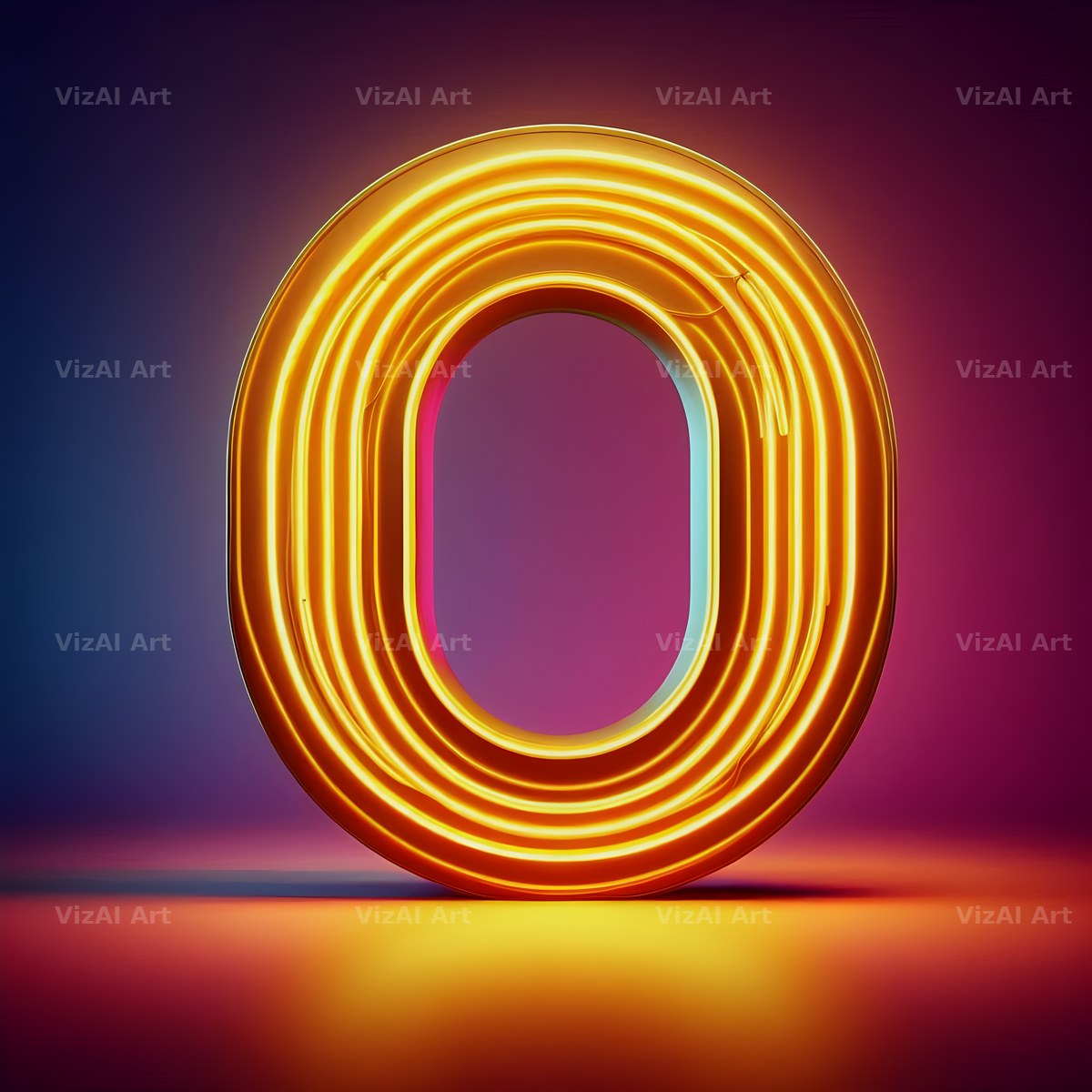 Yellow Neon Sign alphabet letter O