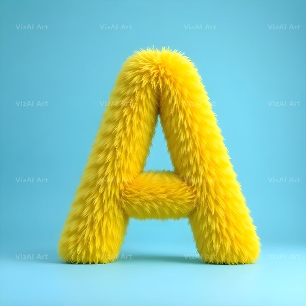 Yellow Plush Fur alphabet letter A