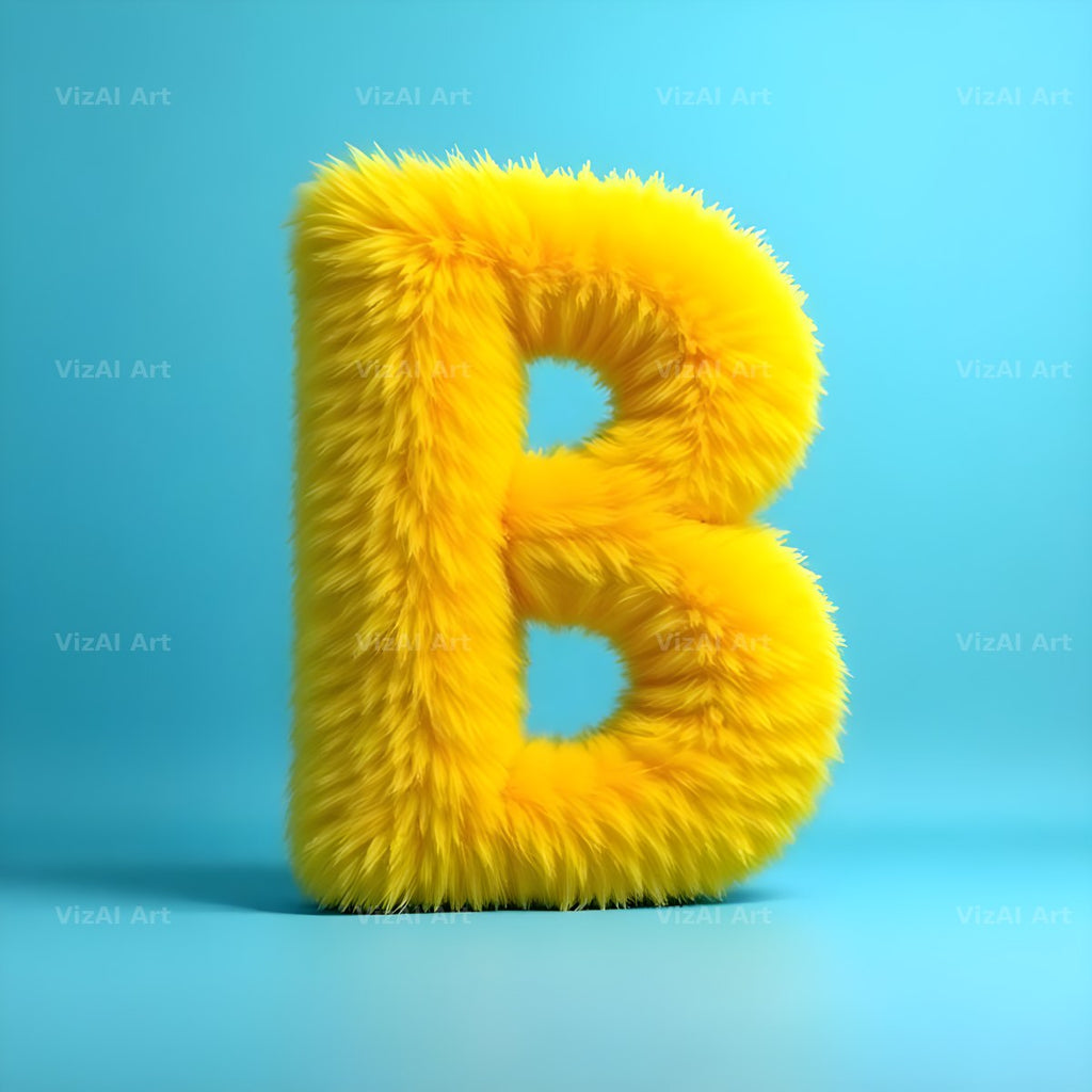 Yellow Plush Fur alphabet letter B
