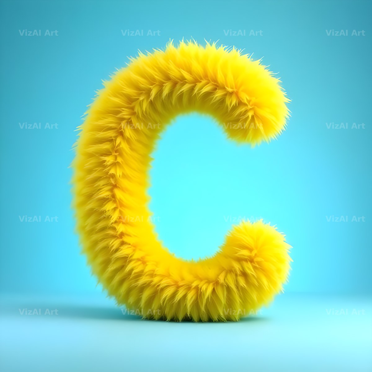 Yellow Plush Fur alphabet letter C