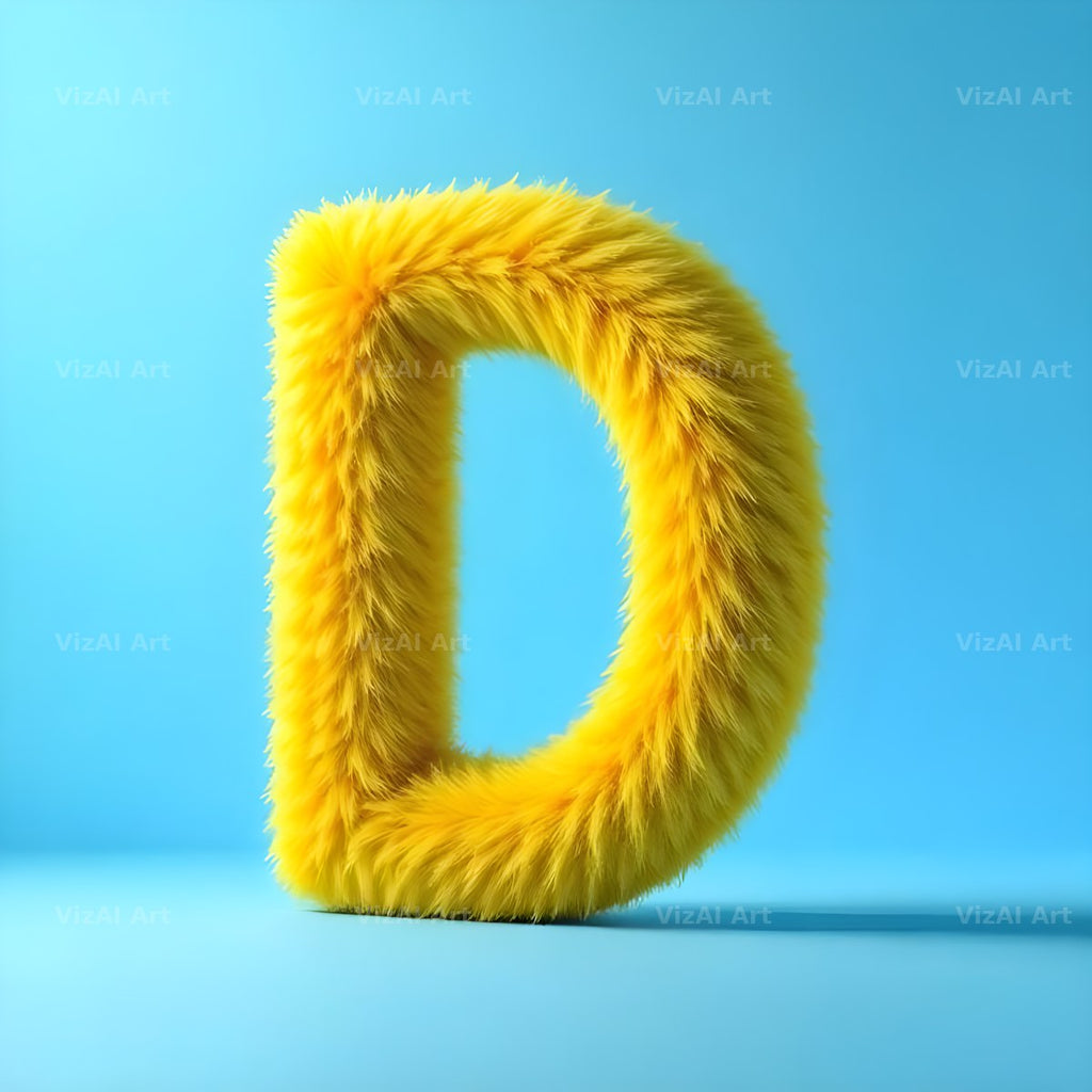 Yellow Plush Fur alphabet letter D