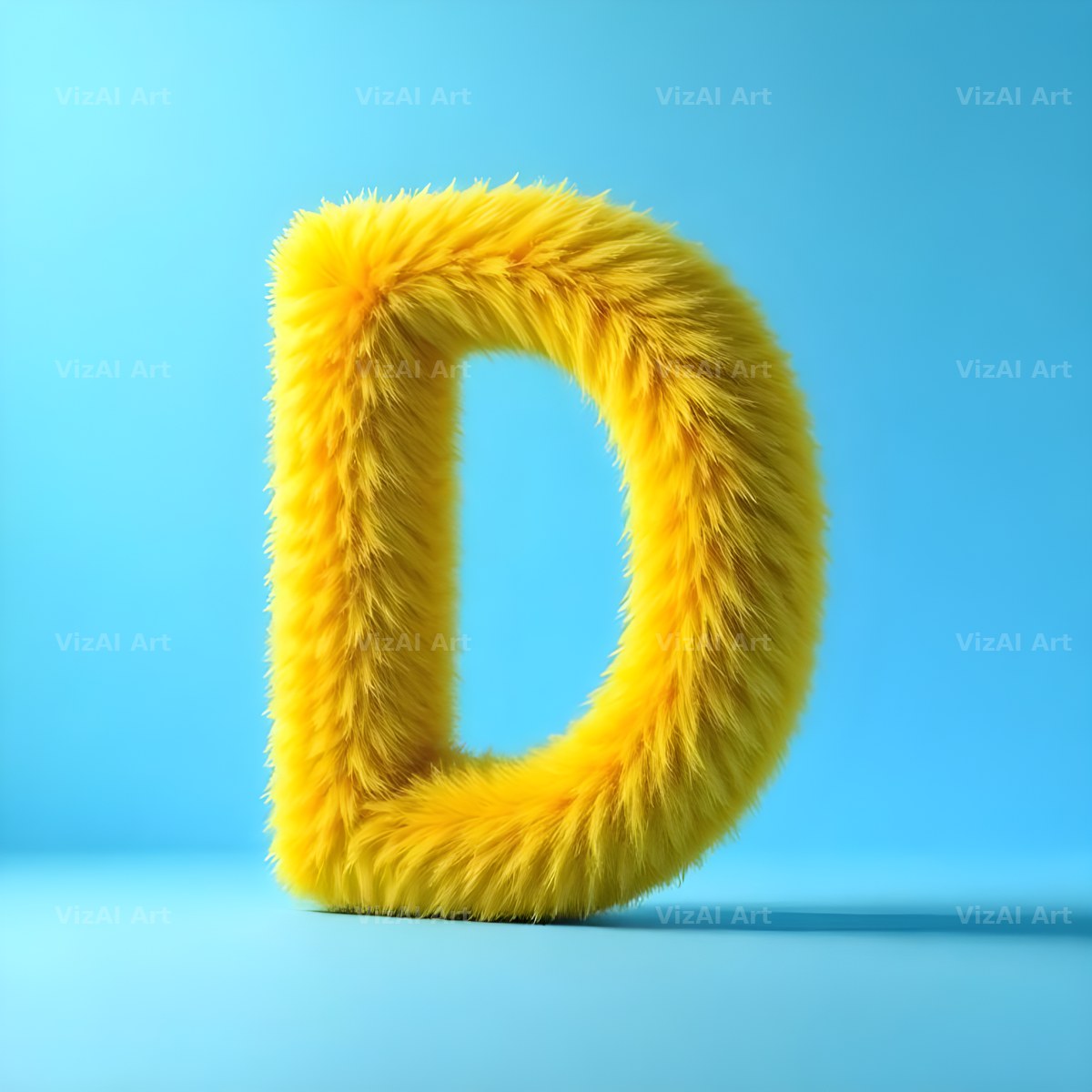Yellow Plush Fur alphabet letter D