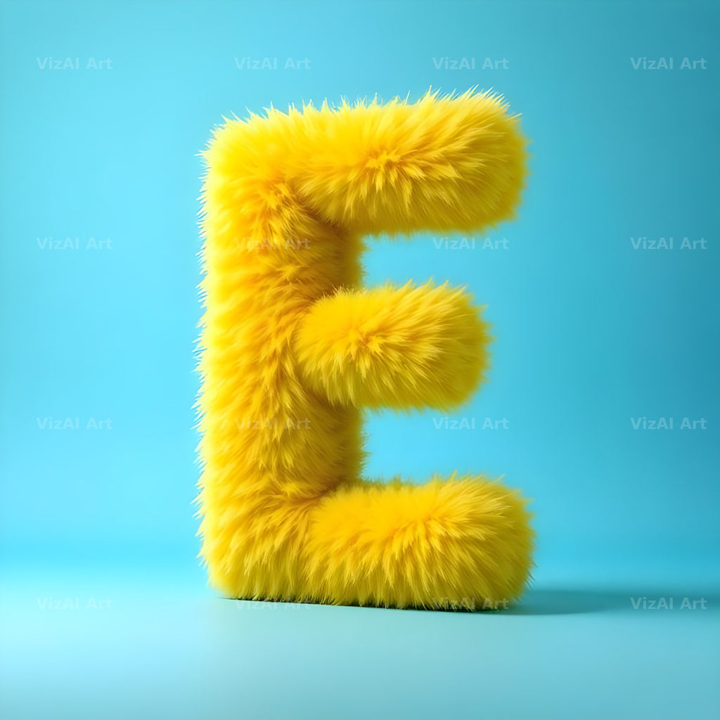Yellow Plush Fur alphabet letter E