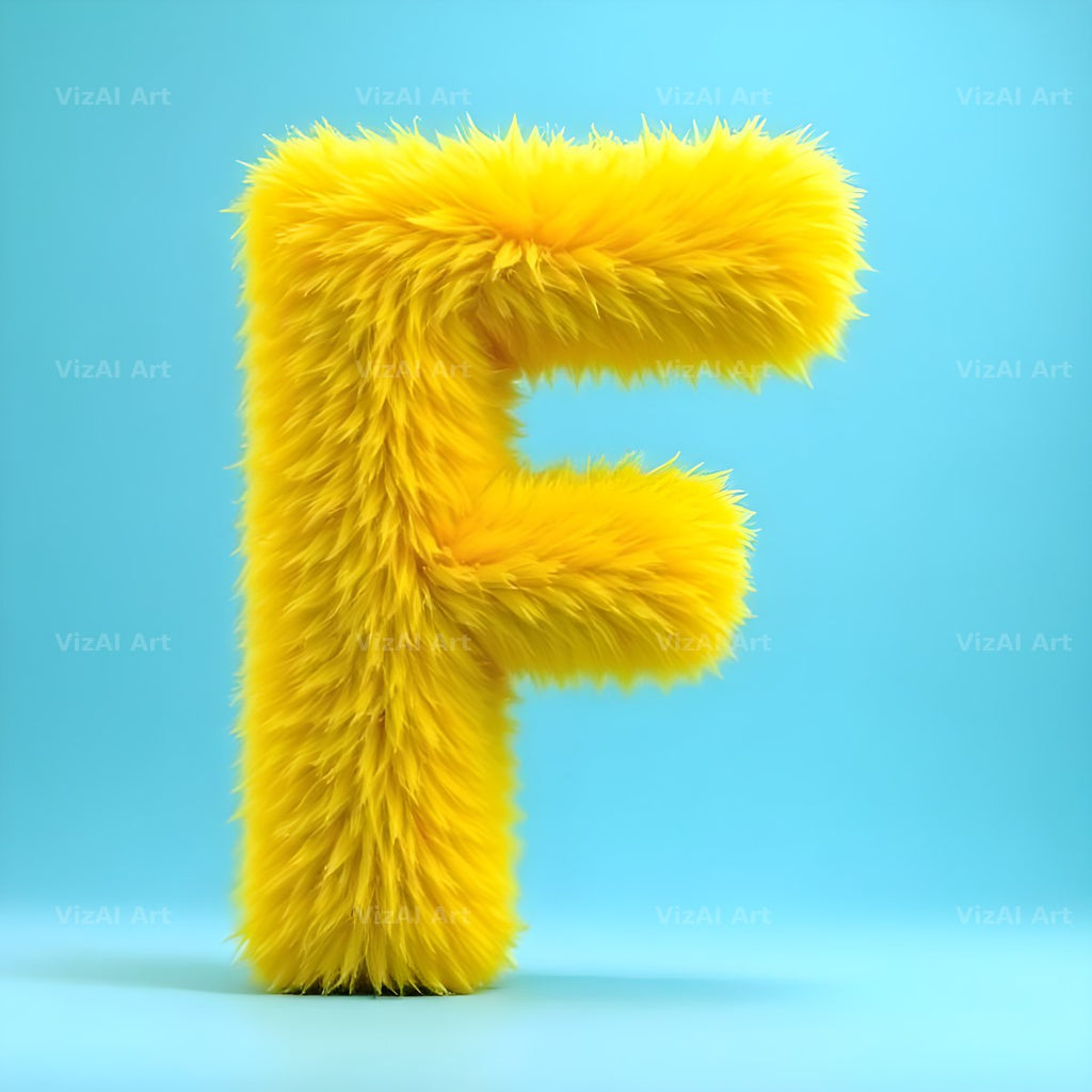 Yellow Plush Fur alphabet letter F