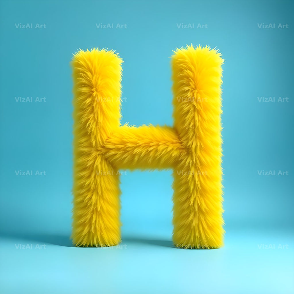 Yellow Plush Fur alphabet letter H