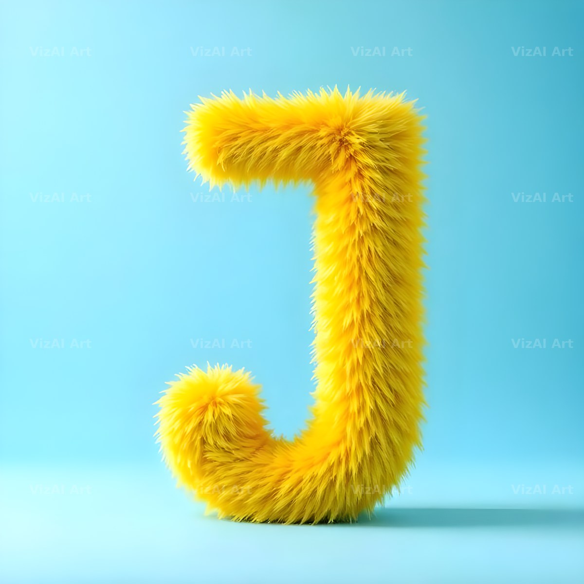 Yellow Plush Fur alphabet letter J
