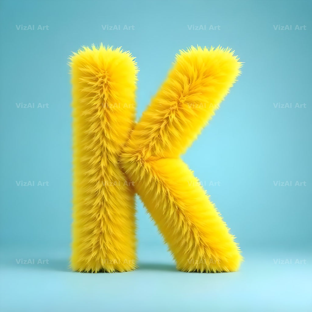 Yellow Plush Fur alphabet letter K
