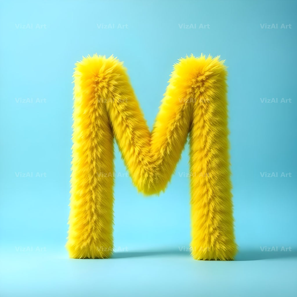 Yellow Plush Fur alphabet letter M
