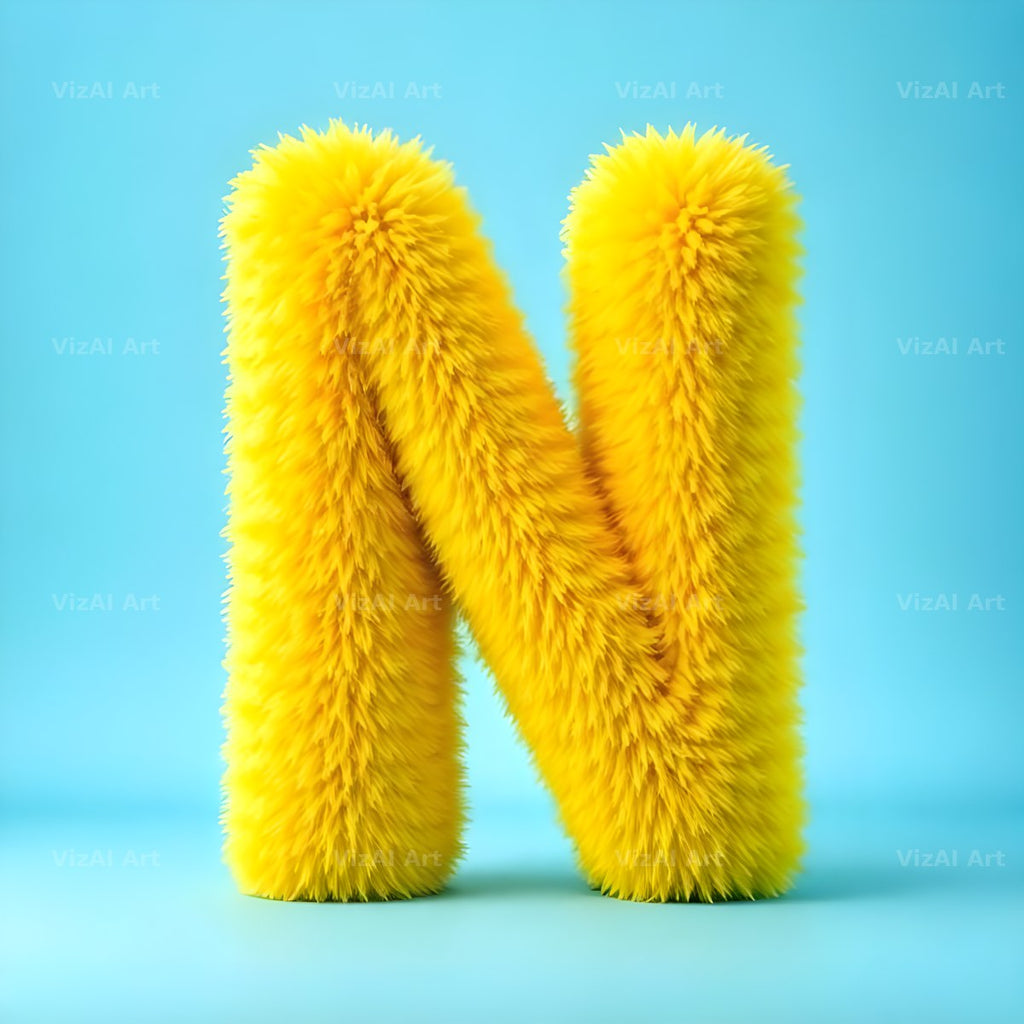Yellow Plush Fur alphabet letter N