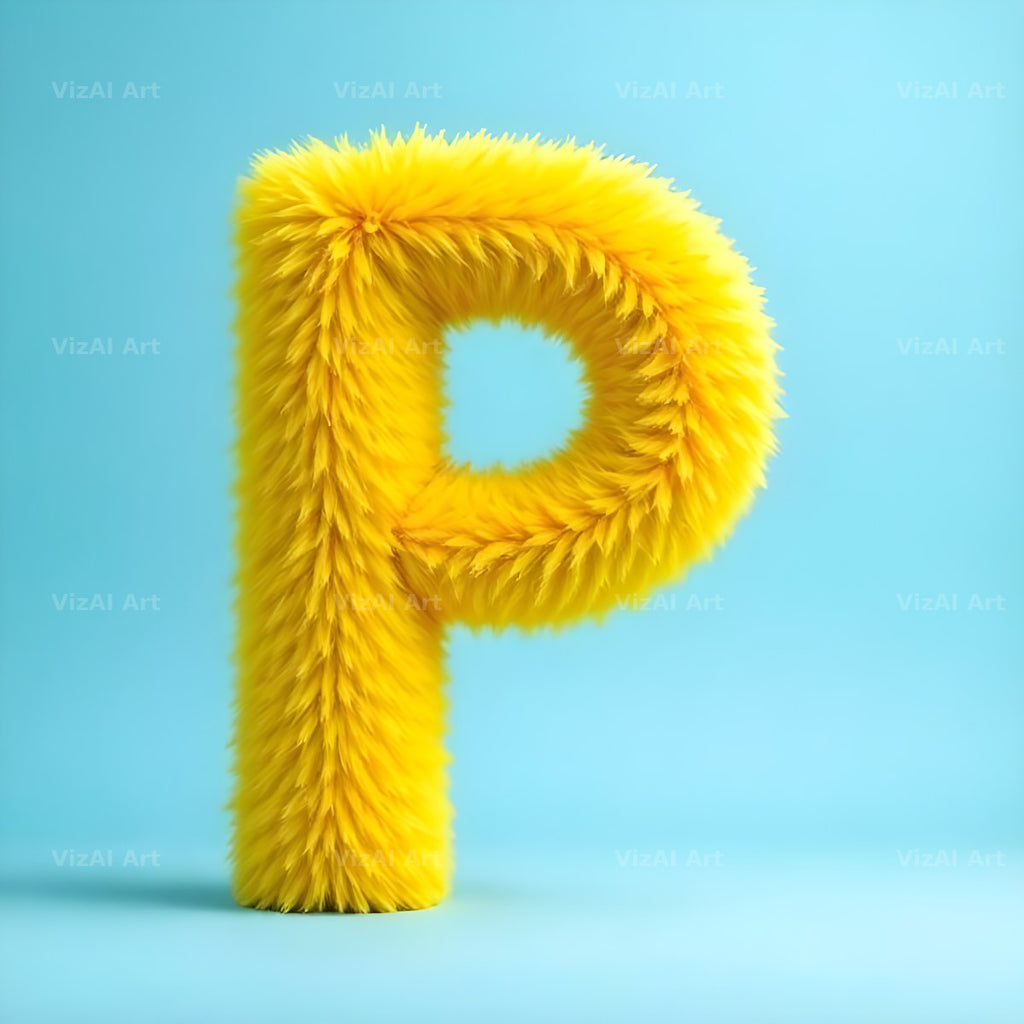 Yellow Plush Fur alphabet letter P
