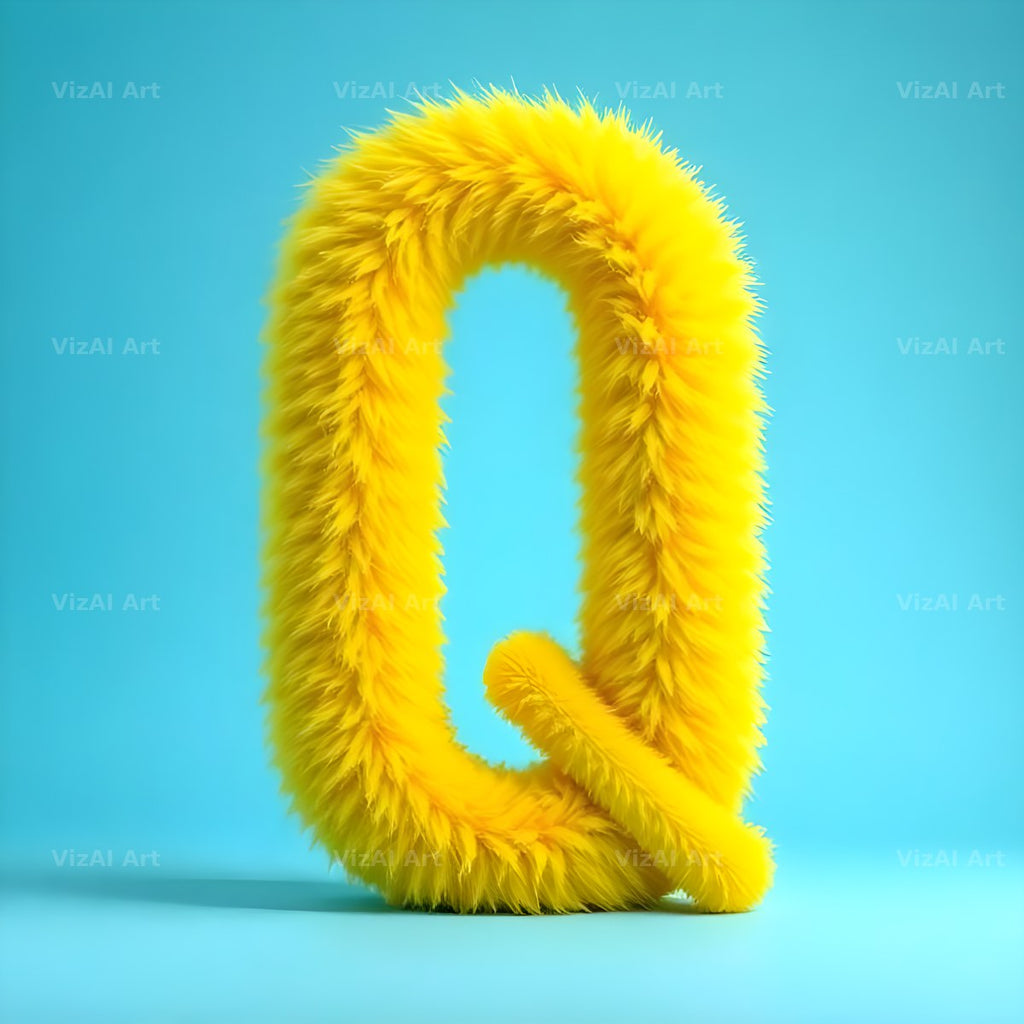 Yellow Plush Fur alphabet letter Q