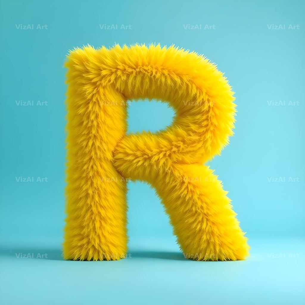 Yellow Plush Fur alphabet letter R
