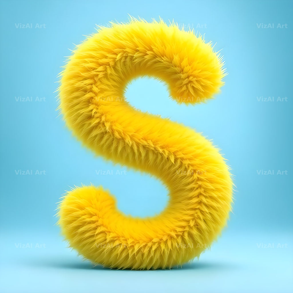 Yellow Plush Fur alphabet letter S