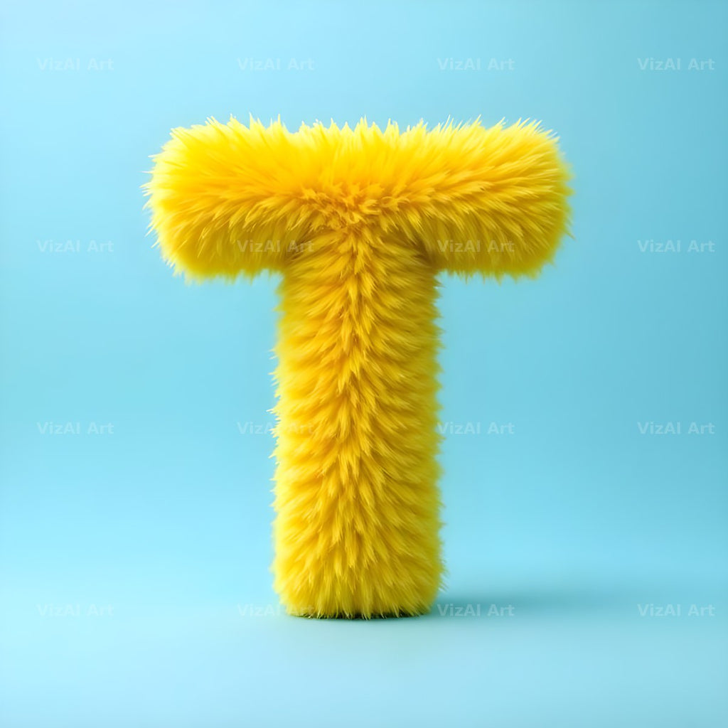 Yellow Plush Fur alphabet letter T