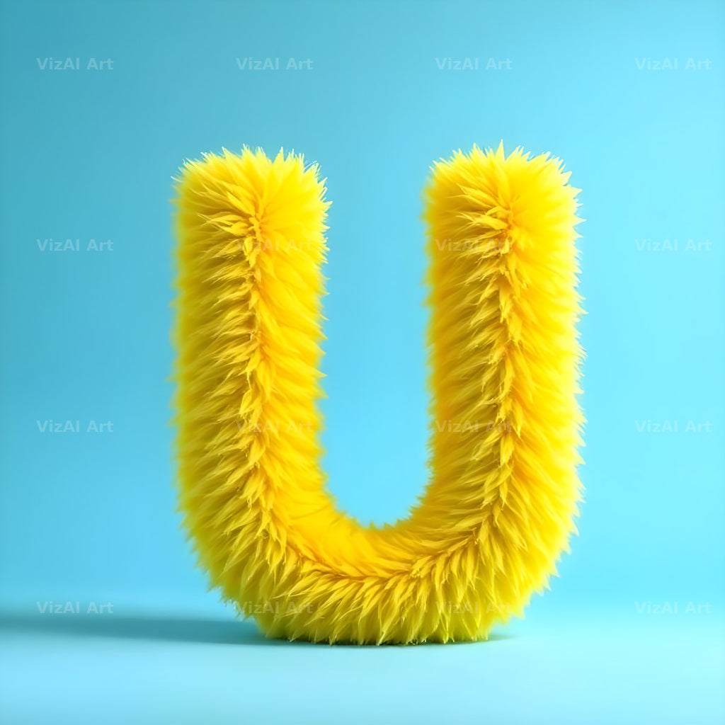 Yellow Plush Fur alphabet letter U