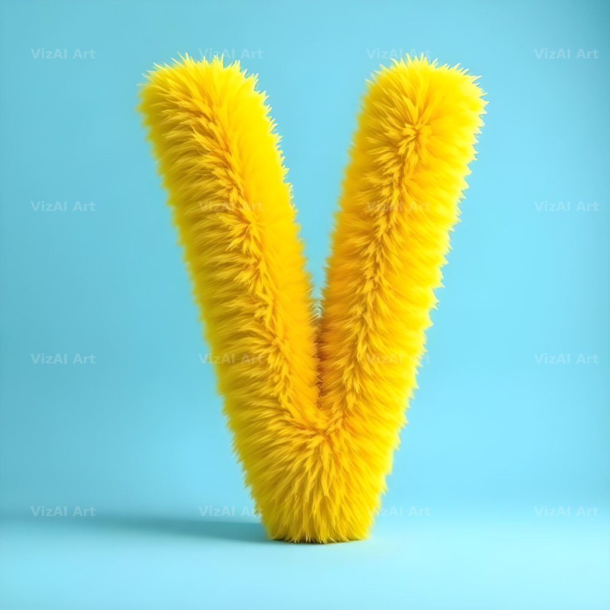 Yellow Plush Fur alphabet letter V