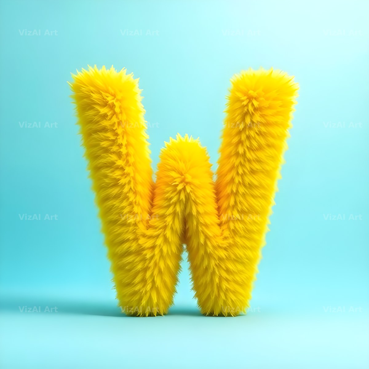 Yellow Plush Fur alphabet letter W