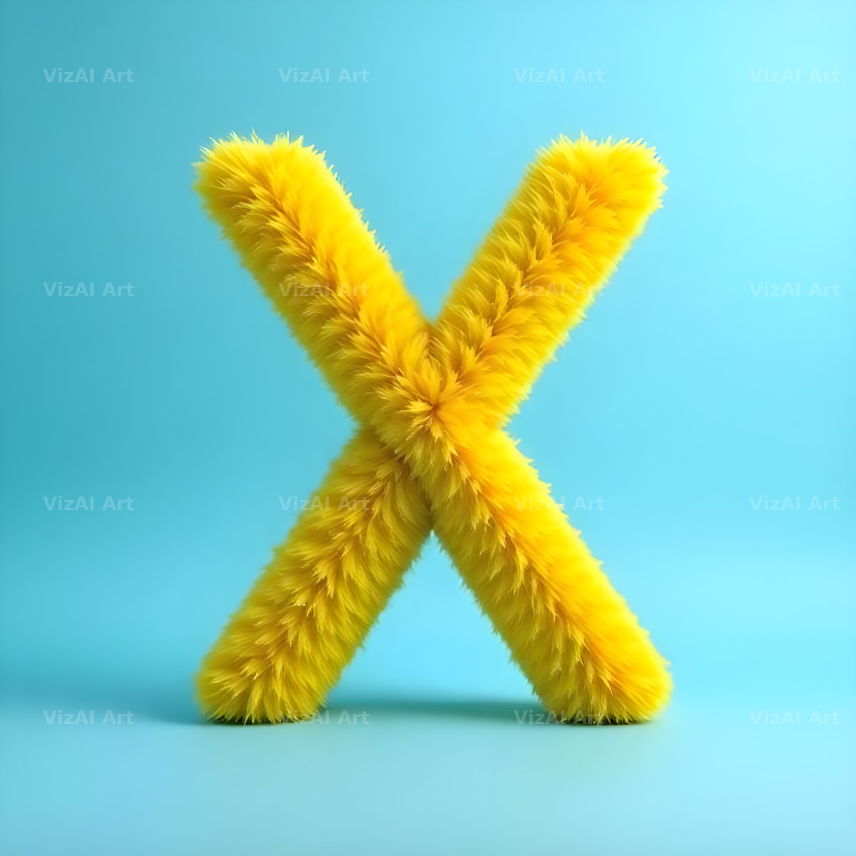 Yellow Plush Fur alphabet letter X