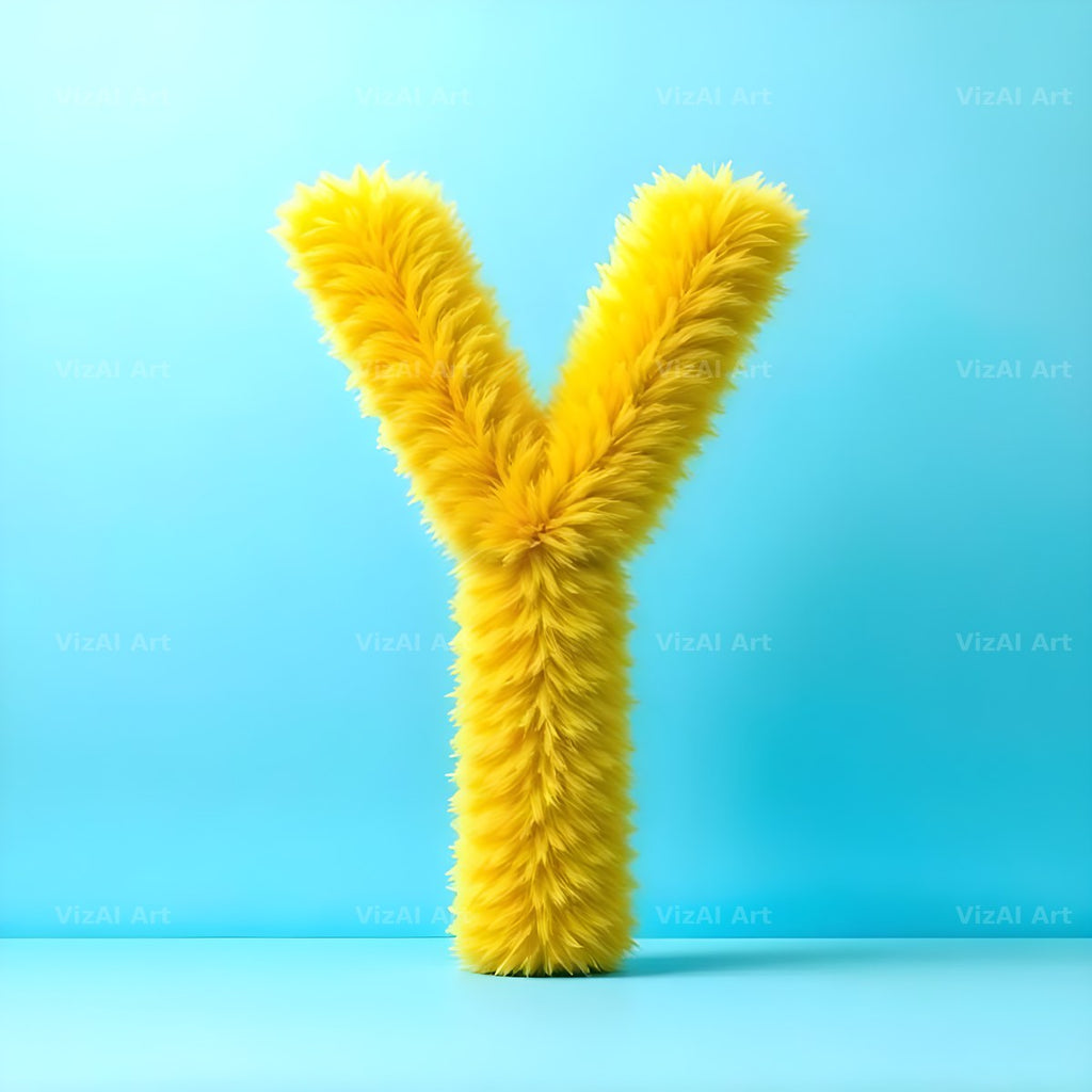 Yellow Plush Fur alphabet letter Y
