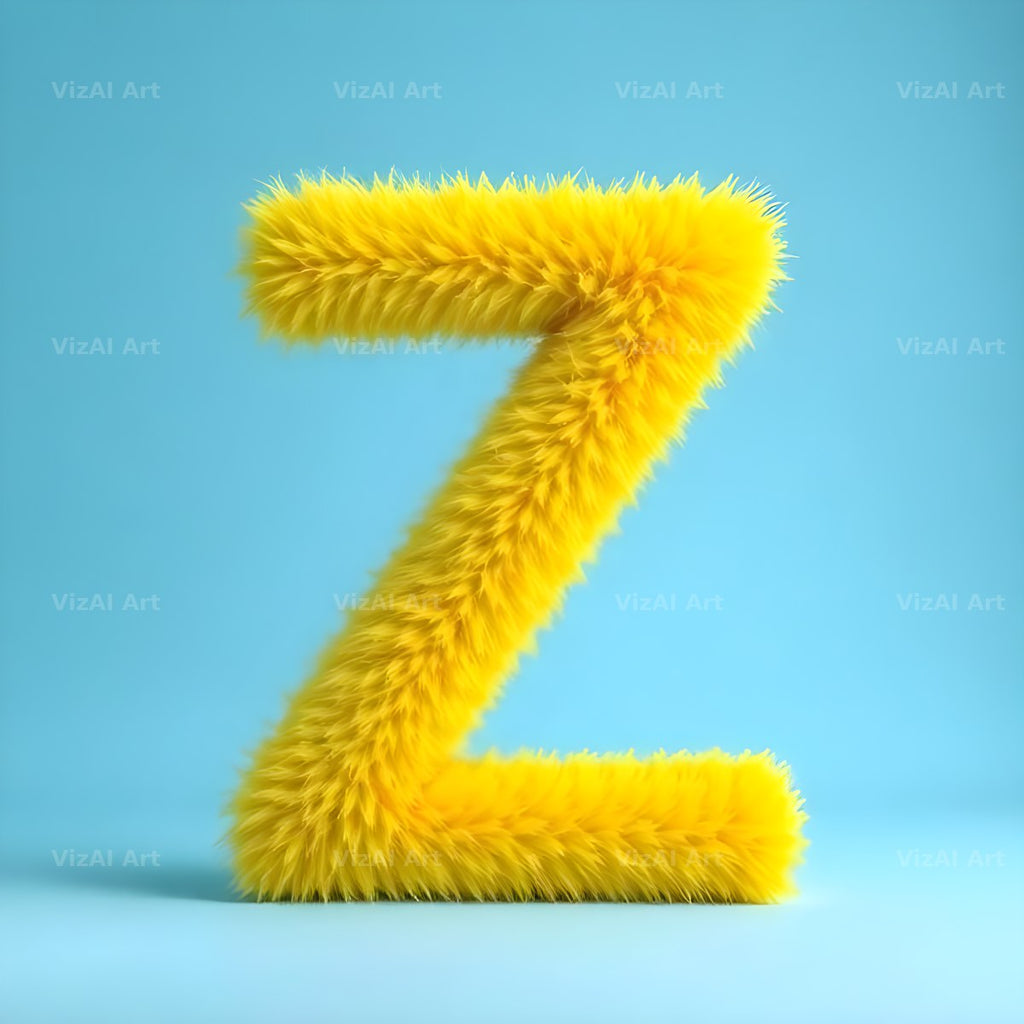 Yellow Plush Fur alphabet letter Z