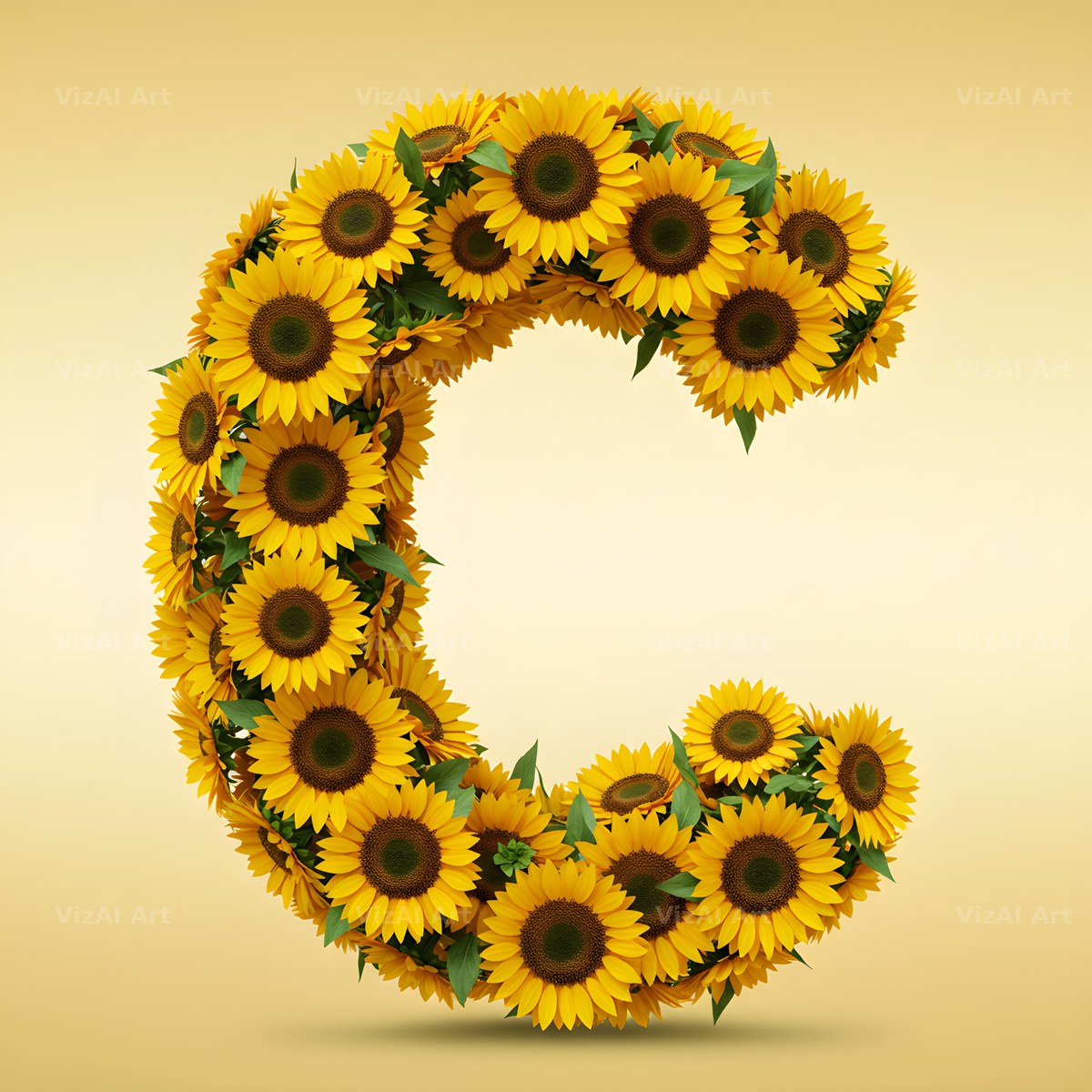 Sunflower Summer Yellow alphabet letter C