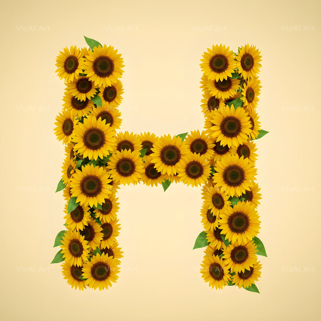 Sunflower Summer Yellow alphabet letter H
