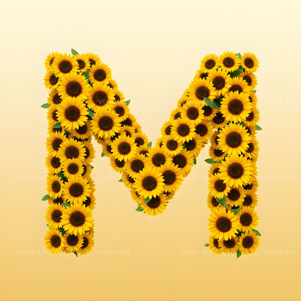 Sunflower Summer Yellow alphabet letter M