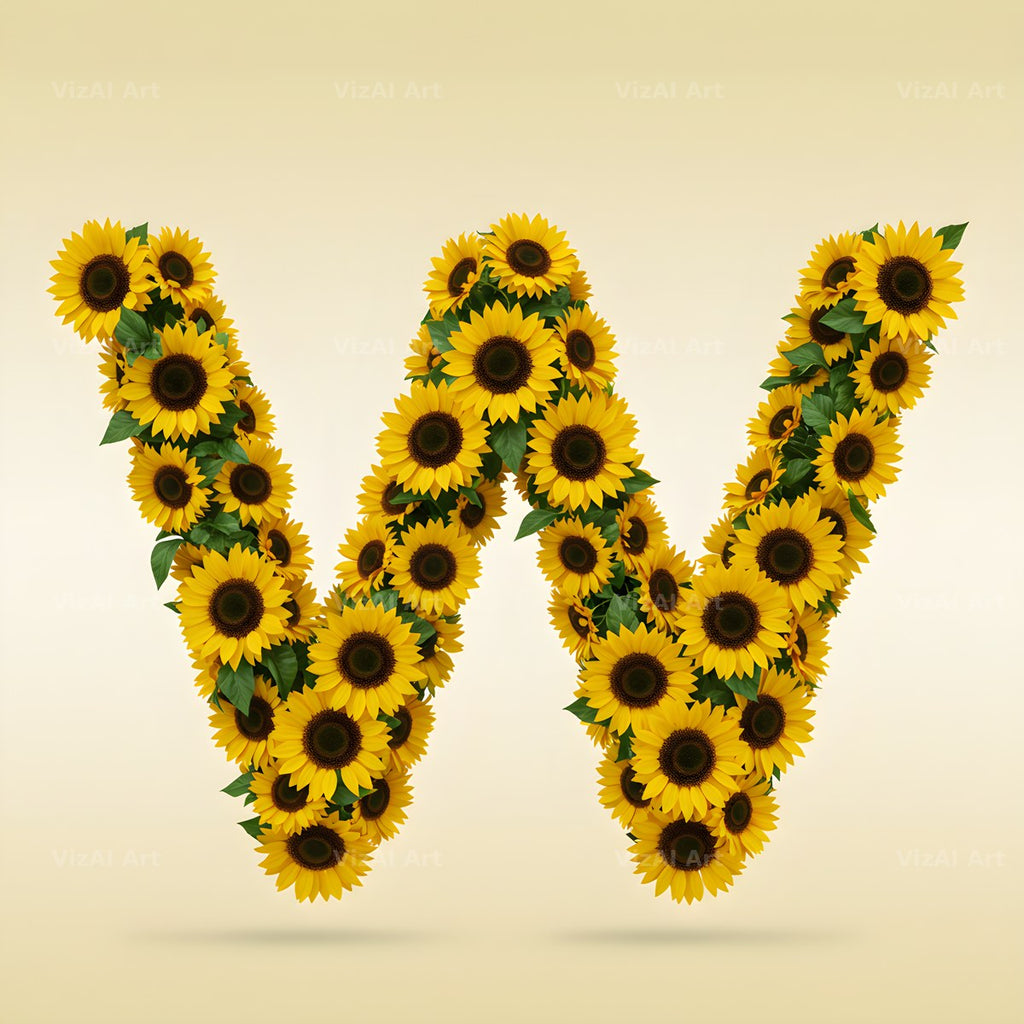 Sunflower Summer Yellow alphabet letter W