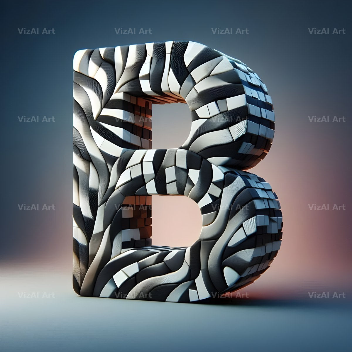 Zebra Stripe Leather alphabet letter B