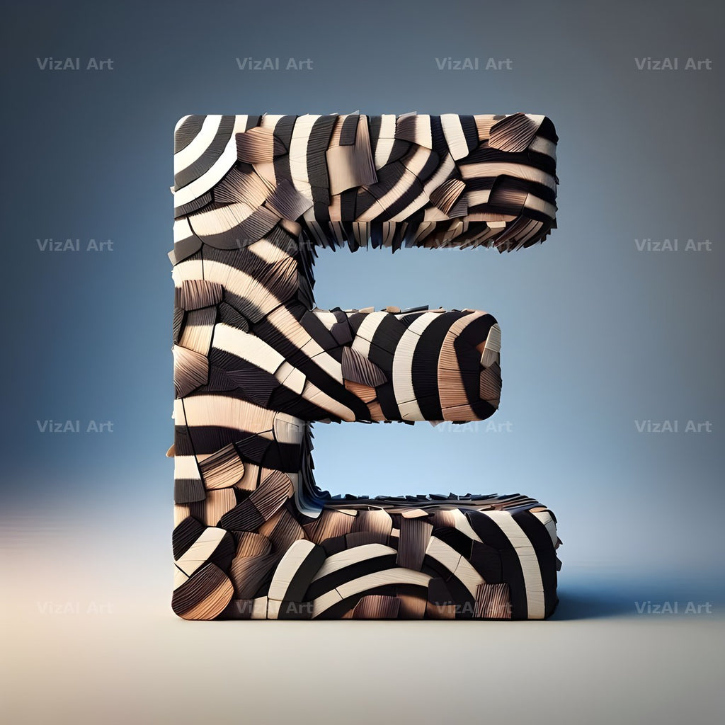 Zebra Stripe Leather alphabet letter E