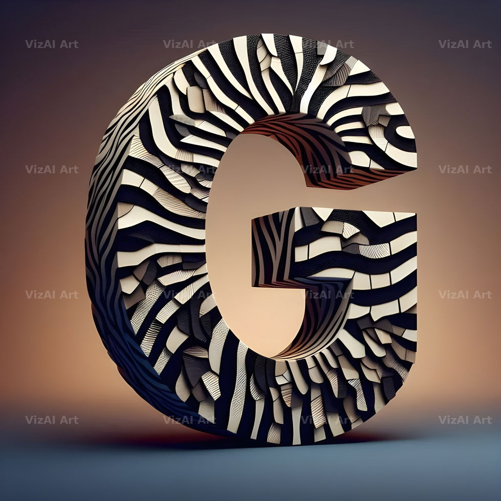 Zebra Stripe Leather alphabet letter G