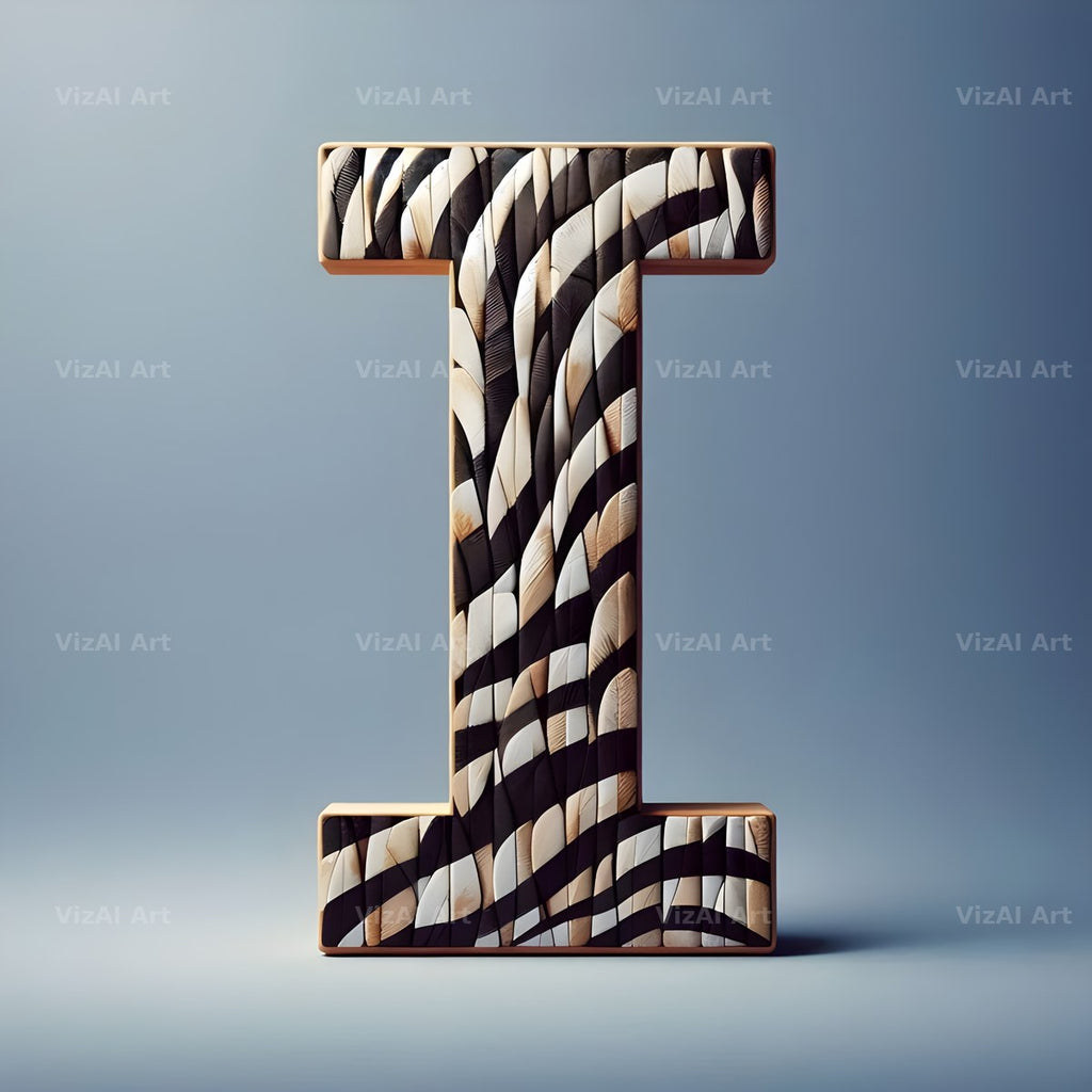 Zebra Stripe Leather alphabet letter I