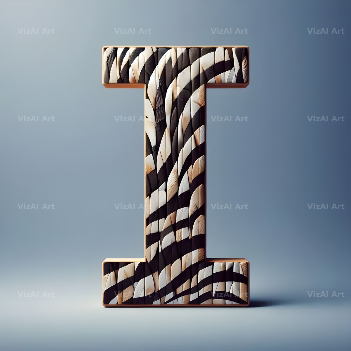 Zebra Stripe Leather alphabet letter I