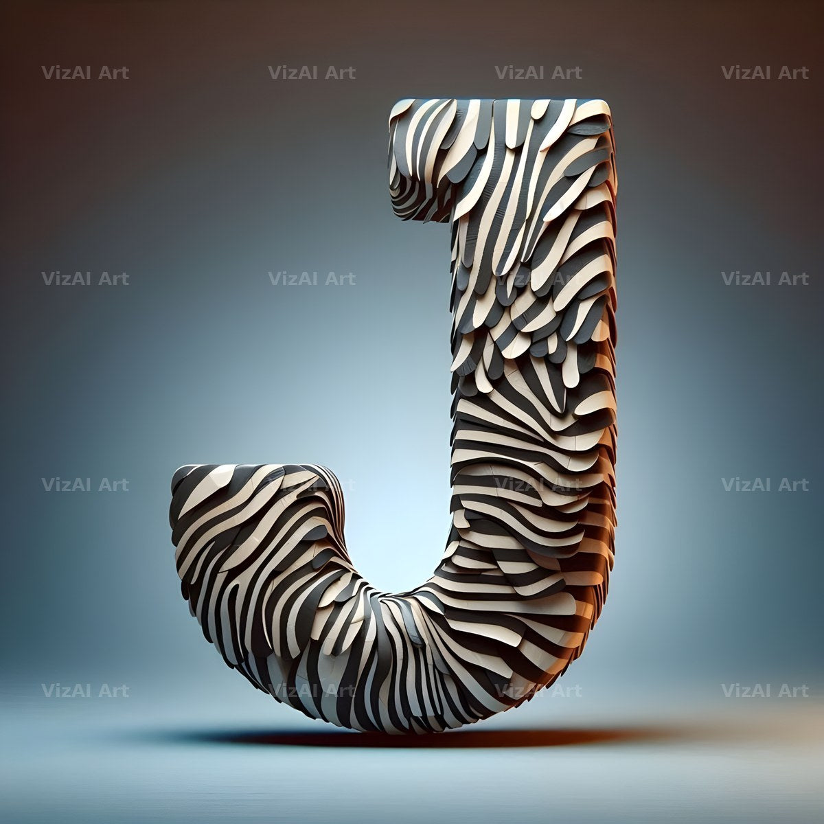 Zebra Stripe Leather alphabet letter J