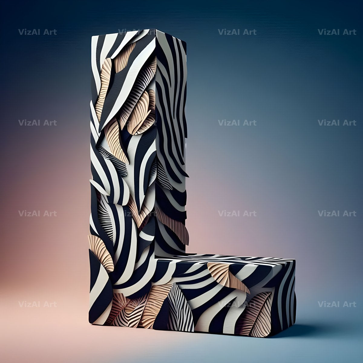 Zebra Stripe Leather alphabet letter L