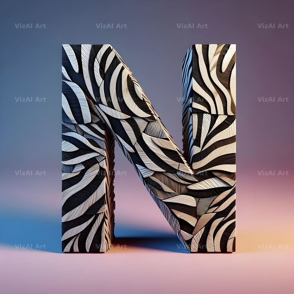 Zebra Stripe Leather alphabet letter N