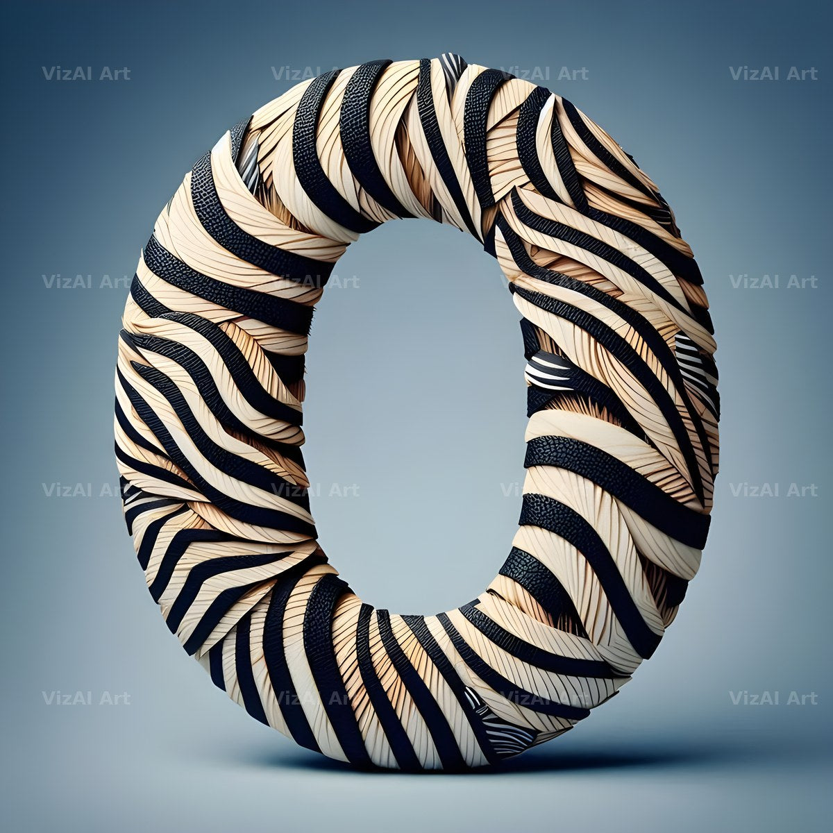 Zebra Stripe Leather alphabet letter O