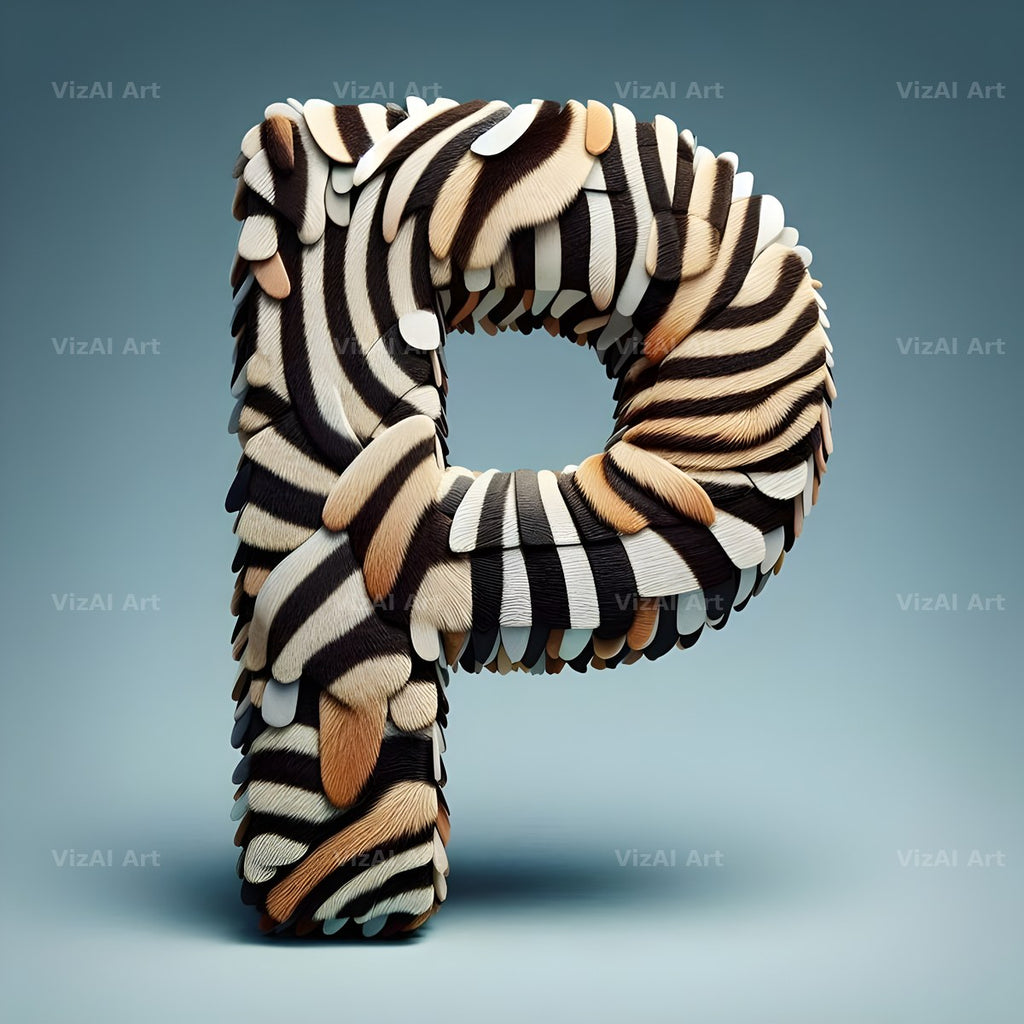 Zebra Stripe Leather alphabet letter P