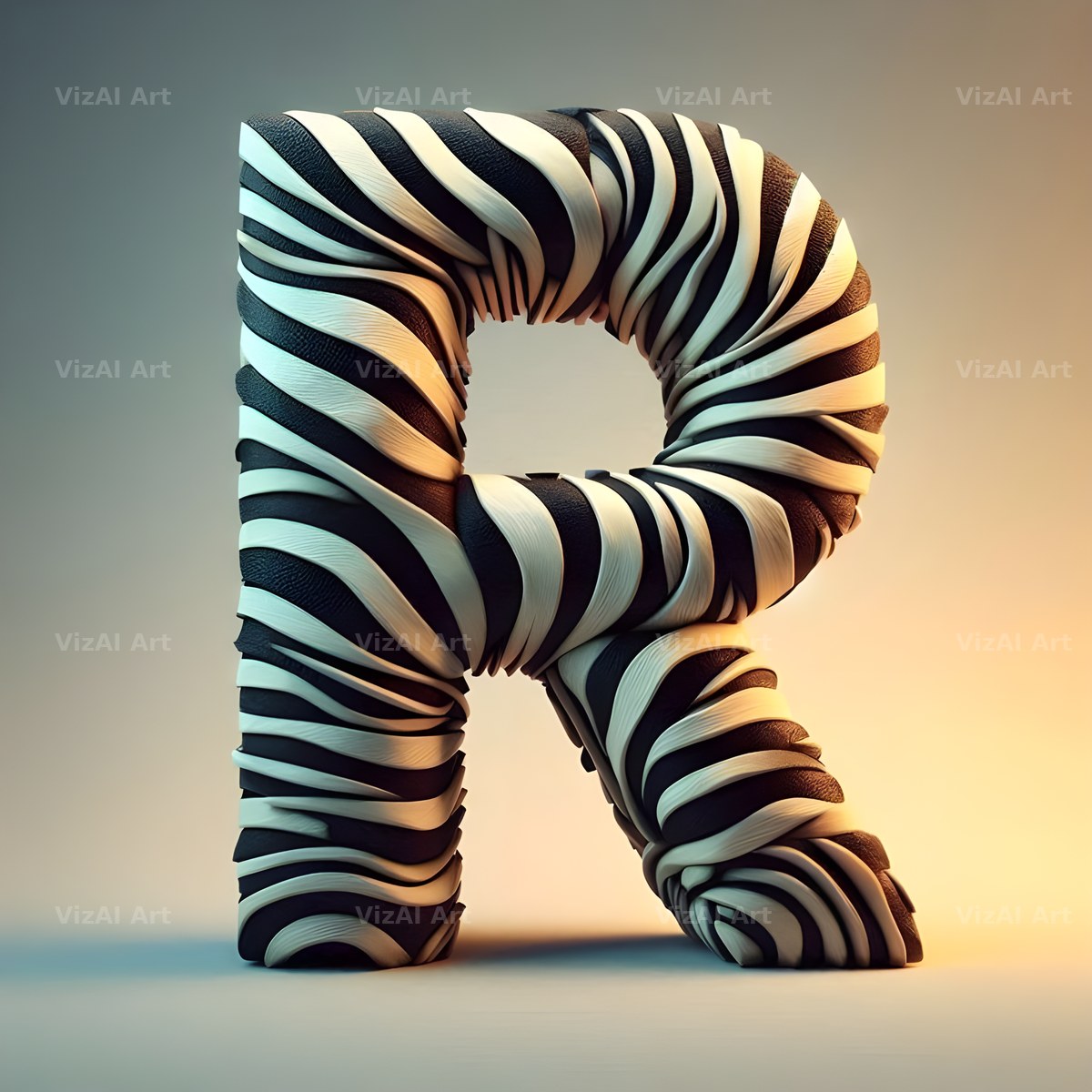 Zebra Stripe Leather alphabet letter R