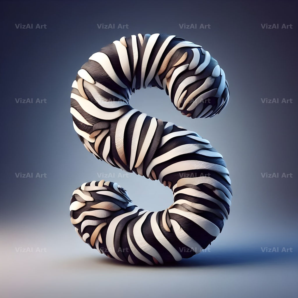 Zebra Stripe Leather alphabet letter S