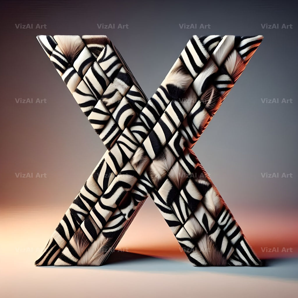 Zebra Stripe Leather alphabet letter X